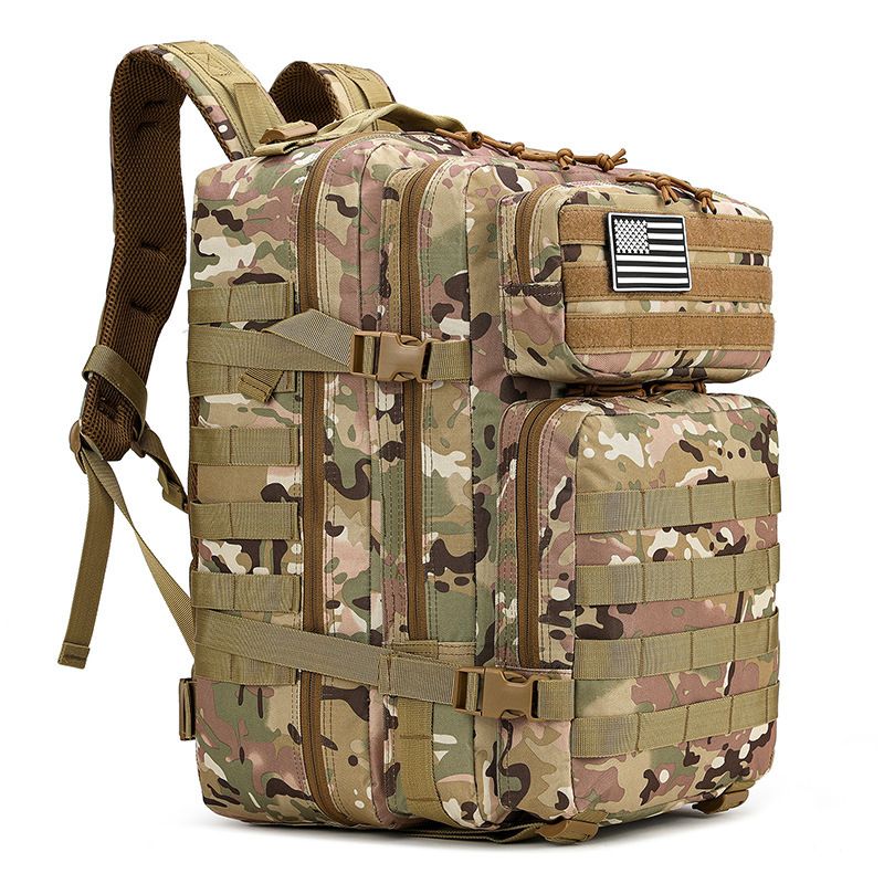 Mochila tática de ataque 3P masculina, mochila multifuncional com capacidade de 45L, camuflagem para esportes de campo, montanhismo, mochila de ombro dupla face_voghion.com