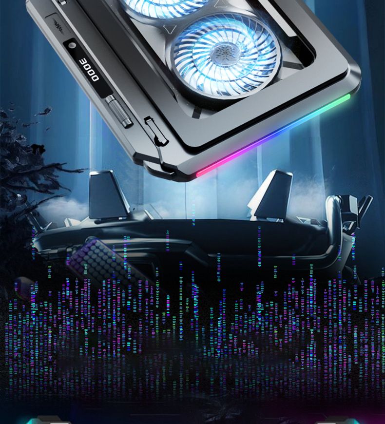 17 Gaming Cooling Pad für 15-21'' Laptop Kühler Sand W/RGB Licht 2 Fans 5 Winkel einstellbar LED Bildschirm Laptop_voghion.com