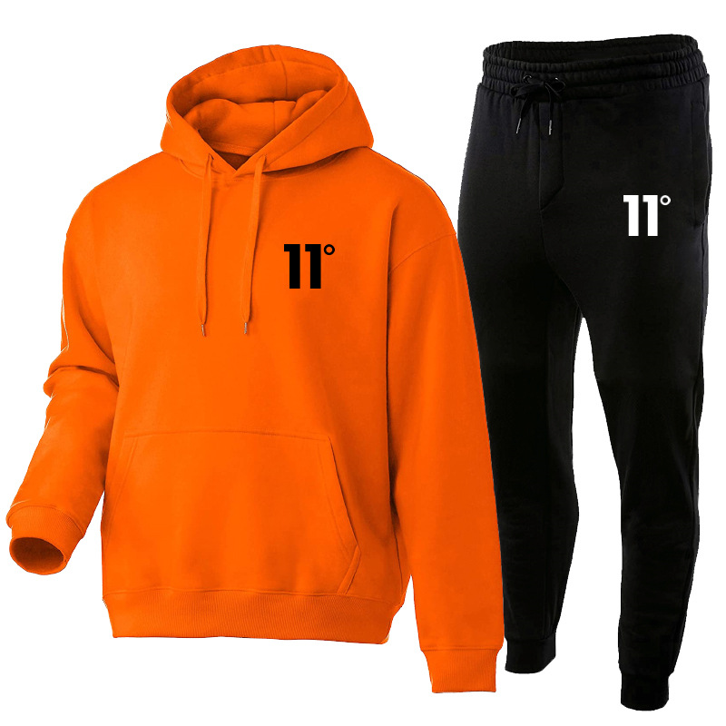Straight autumn and winter casual hooded set, trend plush sweater, sanitary pants, sports men's two-piece set_voghion.com