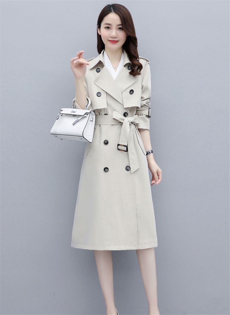 2024 Primavera Nuova Versione Elegante e alla Moda Semplice Dritto Tubolare Look Slim Lungo Giacca A Vento_voghion.com