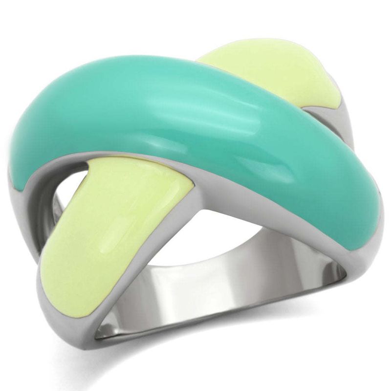 TK813 - High polished (no plating) Stainless Steel Ring with Epoxy in Multi Color_voghion.com