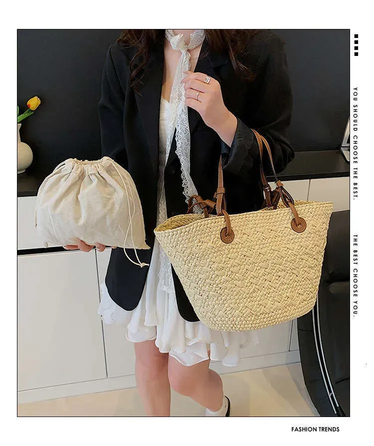 Stroh-Umhängetasche für Damen, Sommer, Strand, Urlaub, gewebt, großes Fassungsvermögen_voghion.com