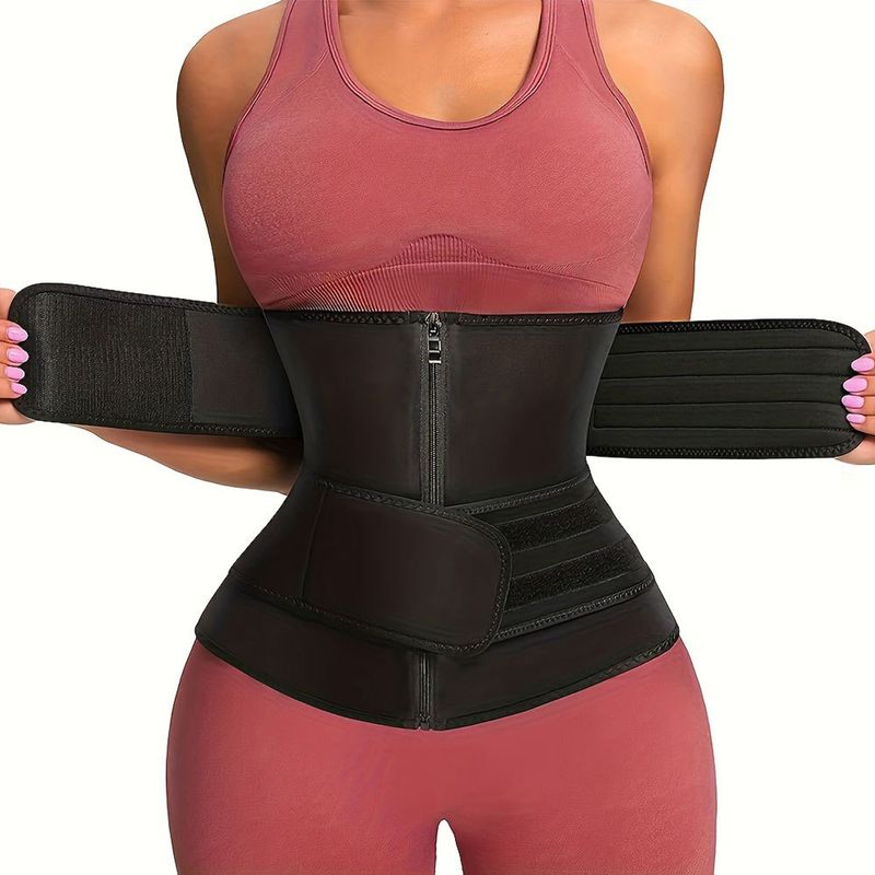 Exercise Shapewear Double Belt Zipper Style Abdominal Waist Trainer_voghion.com