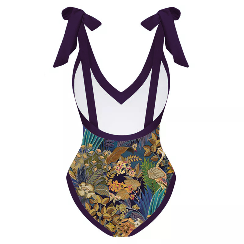 One-piece Swimsuit Chiffon Long Skirt Printed Sexy Belly-covering Slimming Hot Spring Vacation Two-piece Swimsuit For Women_voghion.com