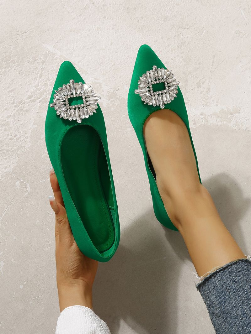 Flat Sole Shoes, Shallow Mouth, Pointed Toe, Rhinestone Square Buckle, Mary Jane Women's Shoes, 2022 New Style Suede Lazy Shoes Wholesale_voghion.com