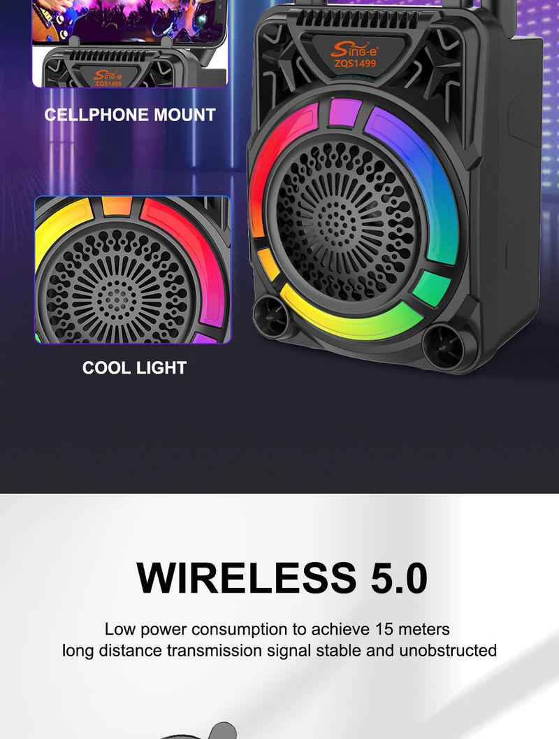 ZQS1499 Gränsöverskridande utrikeshandel utomhus bärbar fyrkantsdans trådlös Bluetooth-högtalare festkaraoke ljud_voghion.com