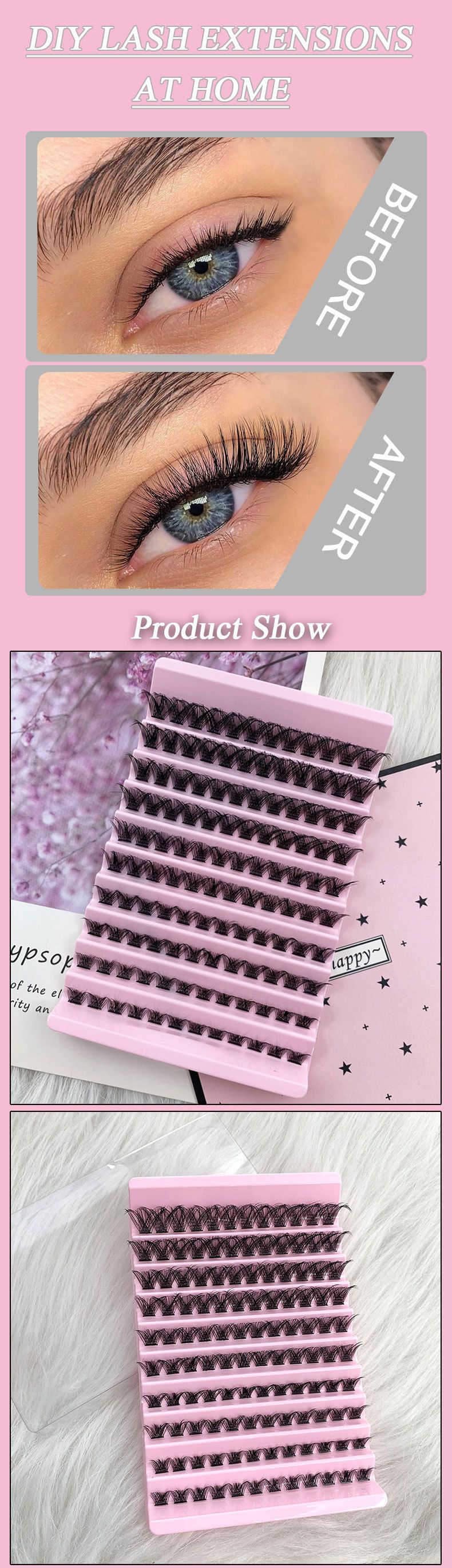 DIY self grafting eyelash segment large capacity natural thick new false eyelashes_voghion.com