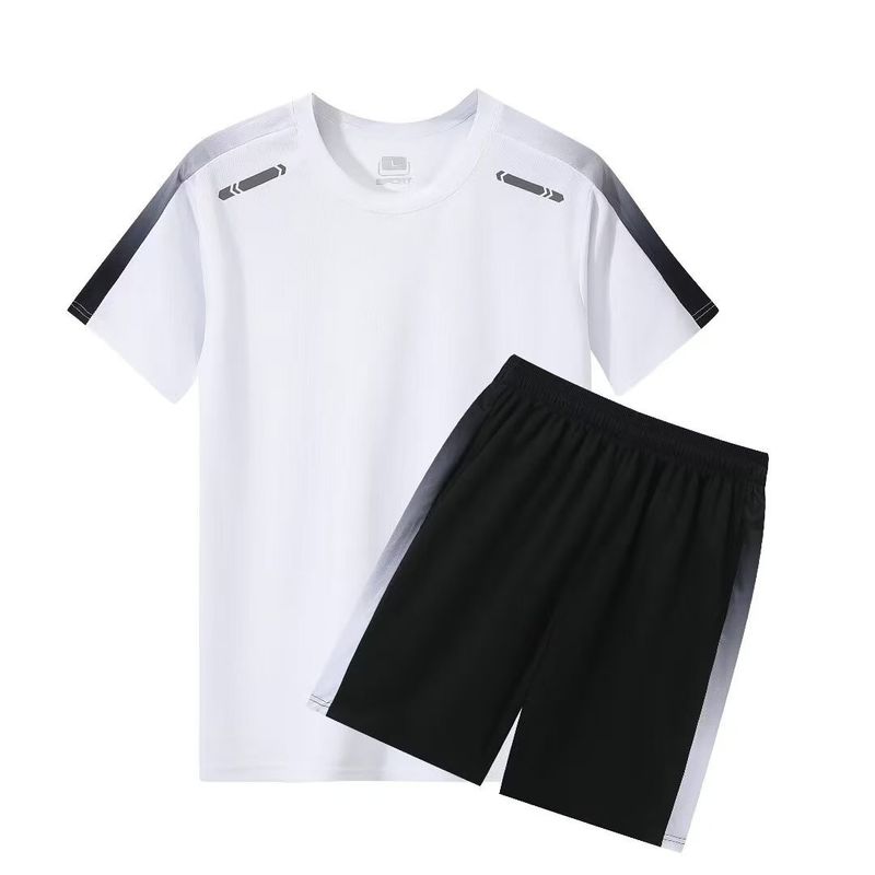 Tuta da calcio a due pezzi a maniche corte, a maniche corte, da uomo, estiva, nuova, ampia e traspirante, per corsa e tempo libero._voghion.com