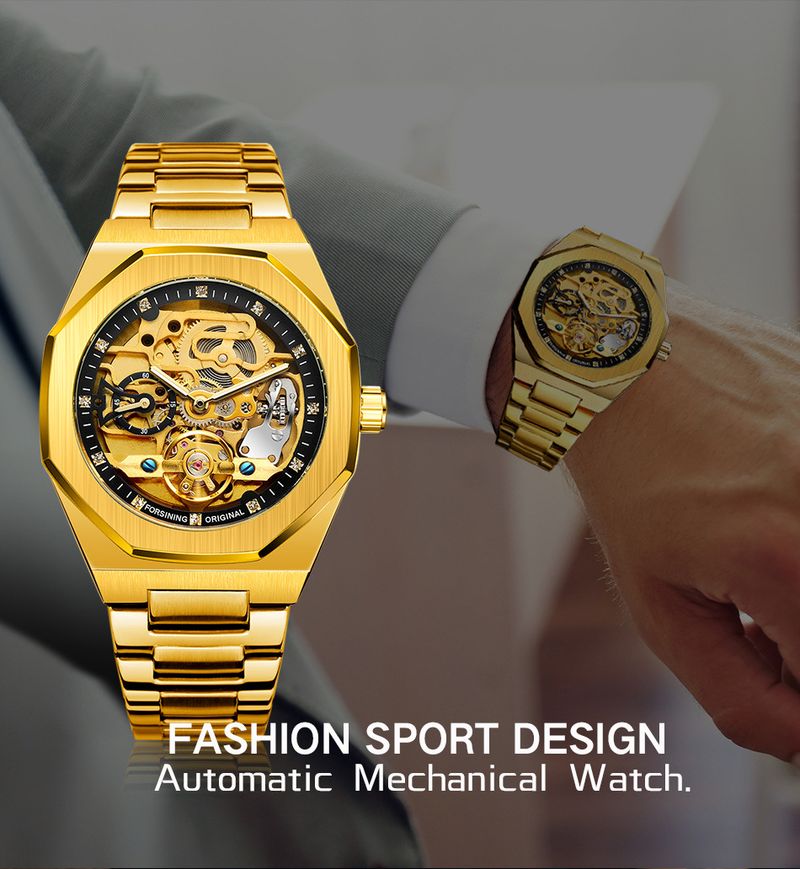 Men's Automatic Mechanical Watch With Luminous Hands, Three Subdials, And Day Display - Stainless Steel Band Six Pin Week Steel Belt Mechanical Watch_voghion.com