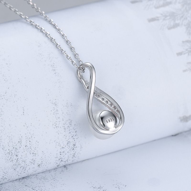 Conjunto de joias femininas da moda S925, prata esterlina, brincos geométricos de pérolas de água doce, conjunto de colar, joias femininas leves e luxuosas de corrente para clavícula_voghion.com