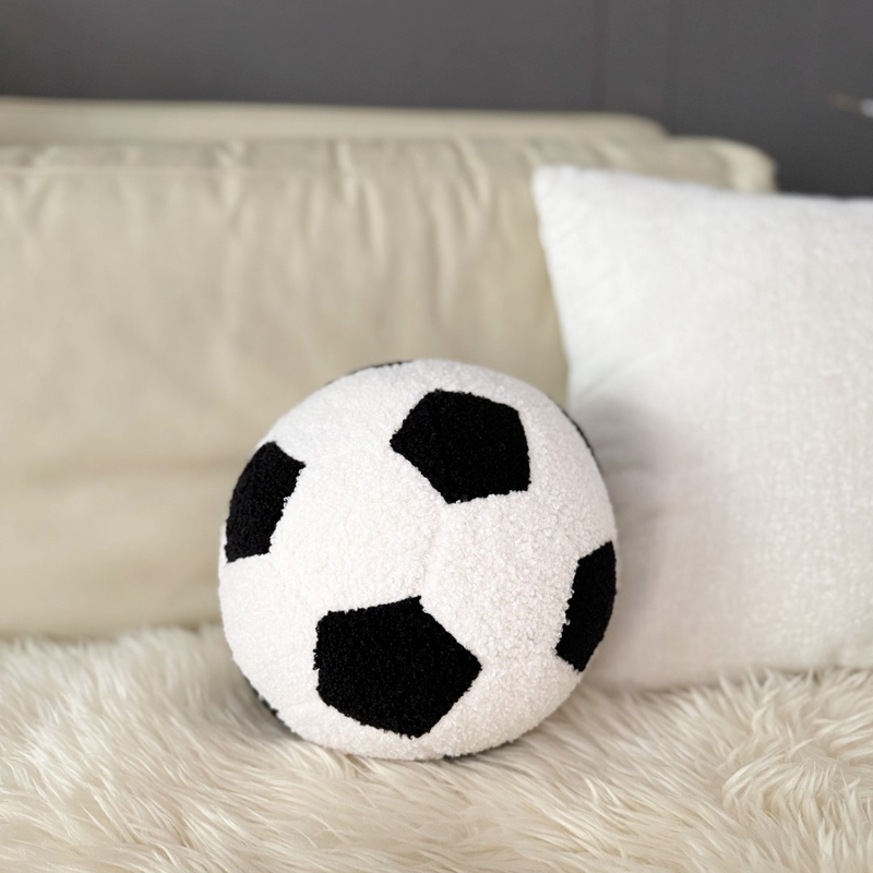 1pc Of Sherpa 3D Football Decorative Pillow, Sofa Creative Pillow, Home Decoration Cushion, Cute Plush Doll Decompression Boy Toy, Birthday Gift_voghion.com