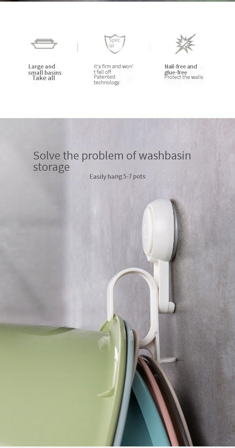 Waschbeckenhalter fürs Badezimmer – Saugnapf-Wandhalterung ohne Bohren (faltbar und verstellbar, passend für Eimer und Schüsseln für Babybadewannen – starker Klebstoff)_voghion.com