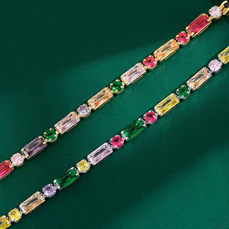 Fashionable Women's Chain Bracelet, Micro-set Colored Cubic Zirconia Claws, Boho Style, Fashionable Accessories Gift_voghion.com