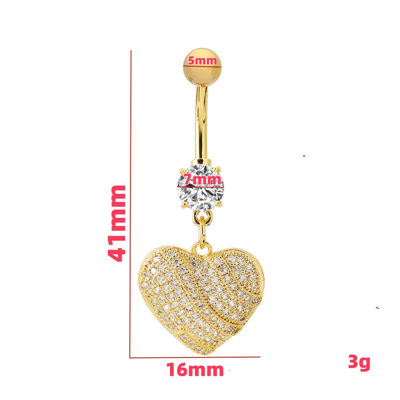 Piercing per ombelico a forma di cuore con zircone - Gioielli per il corpo in acciaio inossidabile_voghion.com
