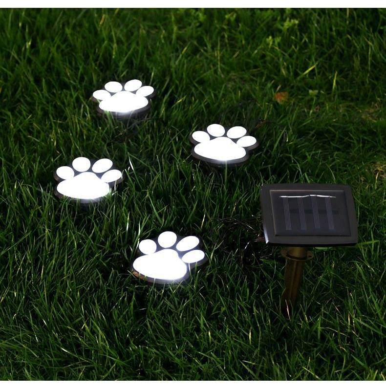 Lampy ogrodowe LED zasilane energią słoneczną w kształcie psich łap, 4 sztuki wodoodpornej dekoracji trawnika, oświetlenie ścieżek na patio, podwórka, chodnika_voghion.com