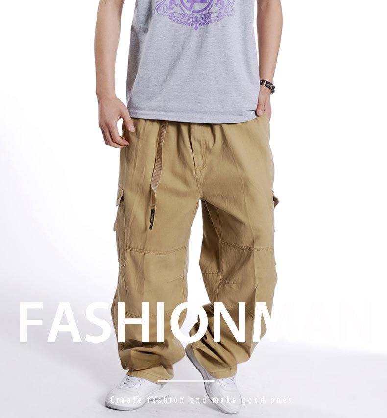 Cargohose für Herren in Übergröße – Übergroße Arbeitshose mit entspannter Passform und mehreren Taschen (S-4XL) – 100 % Baumwolle im Streetwear-Hip-Hop-Stil_voghion.com