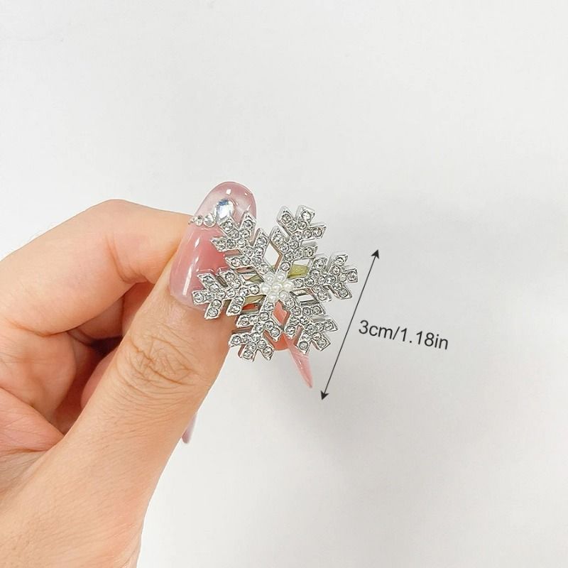 5pcs Winter Rhinestone Snowflake Hair Clip, Women's Hair Accessories, Christmas Hair Clip, Stage Performance Fairy Hair Accessories_voghion.com