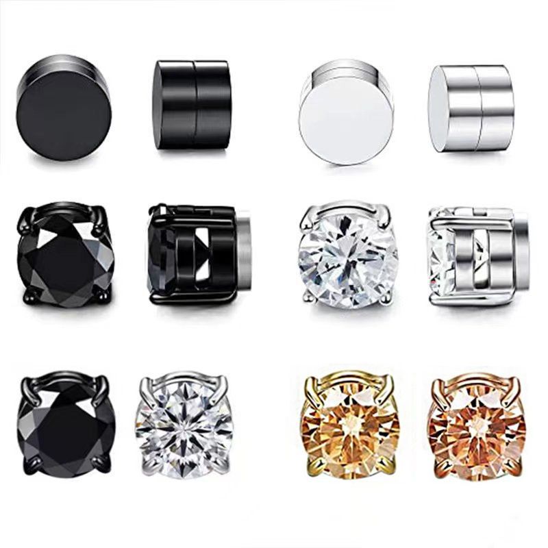 Non Pierced Magnet Ear Clip Magnetic Zircon Unisex Fashion Earrings_voghion.com