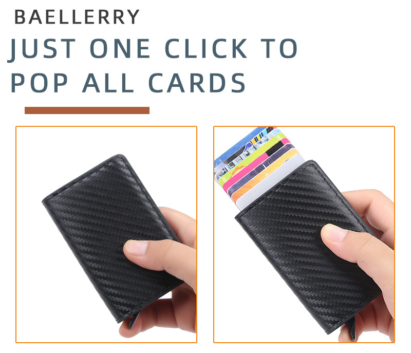 Baellerry-lompakko/New Arrival -varkaudenestokorttilaukku/RFID-lyhyt automaattinen ponnahduskorttipidike/sekä miehet että naiset voivat käyttää_voghion.com