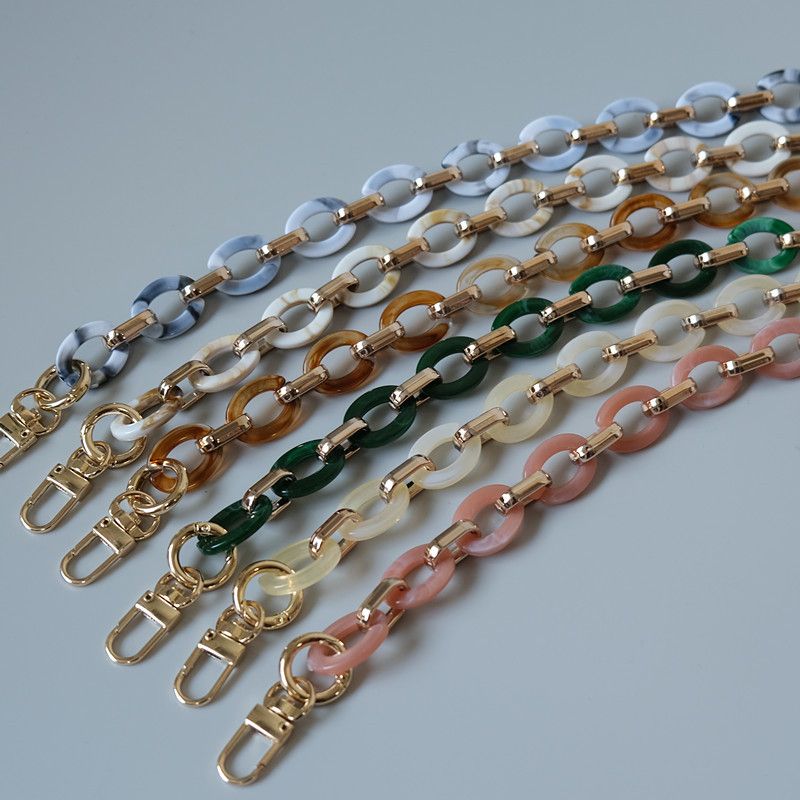 Women's Round Colorful Acrylic Resin Spring Summer Handmade Detachable Thick Bag Decoration Chain_voghion.com