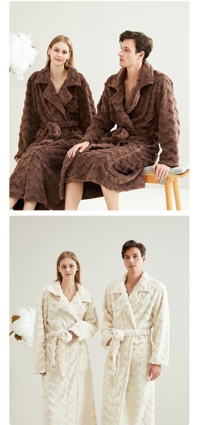 Einfaches und bequemes Nachthemd für Damen im Herbst und Winter, lange Stile, verdickt_voghion.com