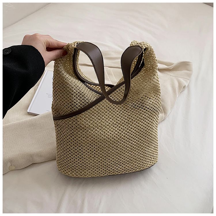 Borse da donna in tessuto di carta a tracolla da donna alla moda Borse da spiaggia estive di grande capacità in paglia Borse tote casual 2023_voghion.com