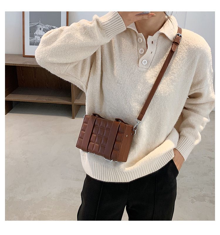 Geantă de umăr pentru femei, geantă crossbody, geantă de mână cu curea dublă, cu bloc de ciocolată, tip crossbody_voghion.com