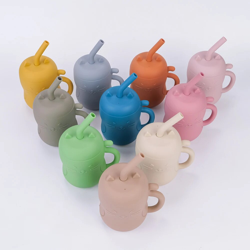 1 peça de canudo de silicone para bebês, copo portátil sem BPA para armazenamento, recipiente para lanche, copo de alimentação, copo à prova de vazamento para crianças, copo de bebida para aprendizagem_voghion.com