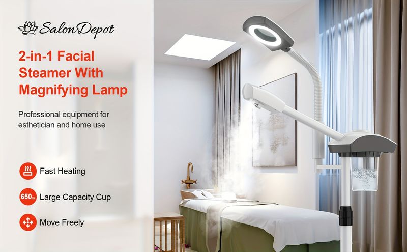 Professional 2 In 1 With 5X Magnifying Lamp Spa, Beauty Salon Home Use, 2-in-1 Esthetician On Wheels Hot Mist, Ionic_voghion.com