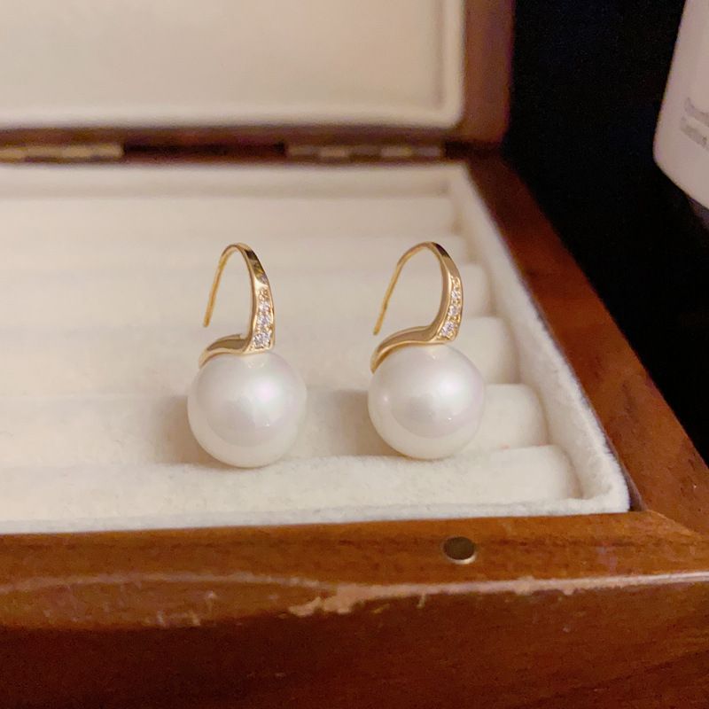 Design Sense Orecchini con tacco alto in zircone micro intarsiato, ganci in perle, orecchini dal temperamento alla moda, pendenti versatili e delicati_voghion.com