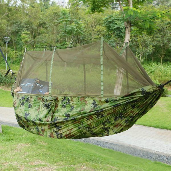 Camping Hammock, Portable Double Hammock With Net,600lbs Load 2 Persons Hammock W/Mosquito Net Outdoor Hiking Camping Hommock Portable Nylon Swing H_voghion.com