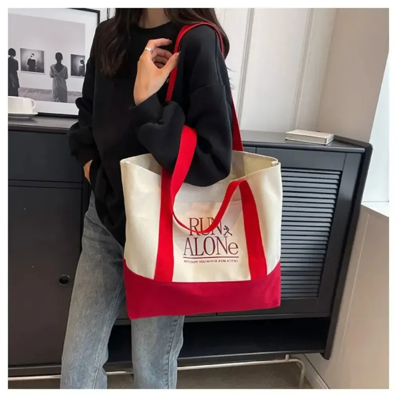 Große, robuste Schultertasche aus Canvas mit Patchwork-Design für Damen und Mädchen (250707)_voghion.com