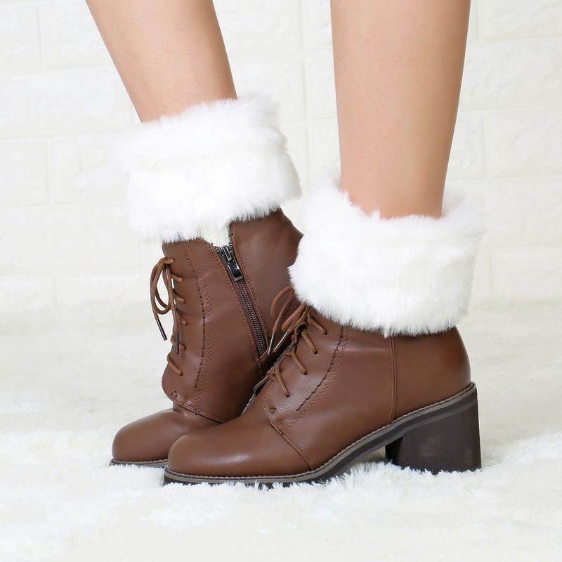 Neue Herbst-Winter-Kurzstil-Flip-Over-Plüsch-warme Socken und Stiefelüberzüge für Damen-Beinschützer aus gestrickter Wolle_voghion.com