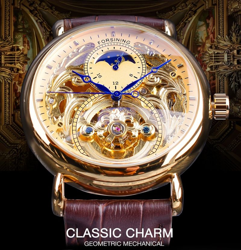 Forsining Men's Fashion Casual Business Watch, Carved Hollow Automatic Mechanical Watch for Men_voghion.com