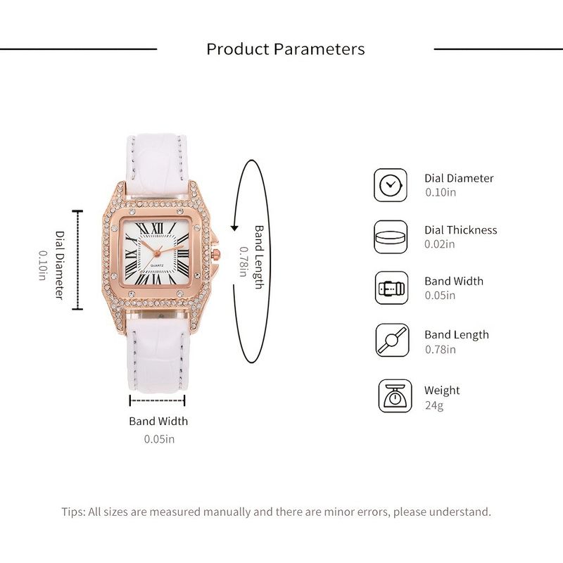 Damesmodetrend Elegante vierkante wijzerplaat riem Quartz horloge + strass armband_voghion.com