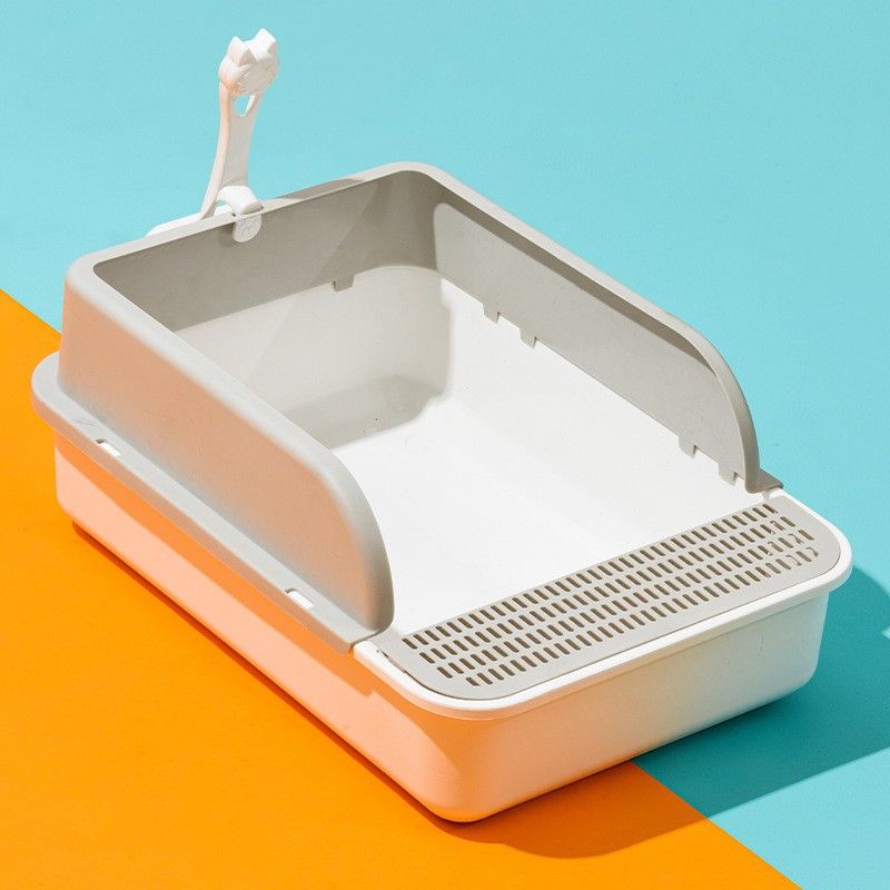 Box 4-teiliges Set Große halbgeschlossene Katzentoilette Aufsteckbare abnehmbare hohe Seitenwand Spritzwassergeschützte Katzentoilette_voghion.com