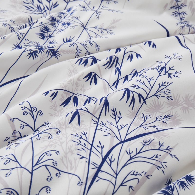 Housse de couette florale bleue, ensemble de trois pièces, motif jardin de fleurs_voghion.com
