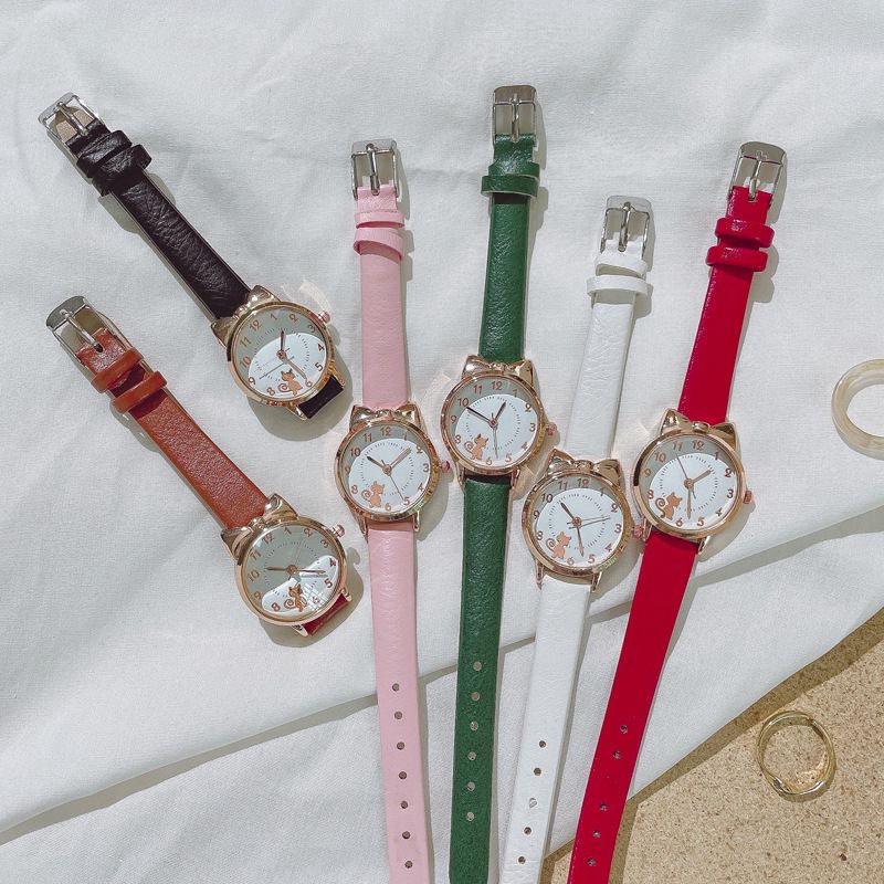 Orologio per bambini con orecchie di gatto, stile cartone animato, in oro, alla moda, per ragazze, elettronico, per studenti, regalo quotidiano per compleanno, anniversario, San Valentino_voghion.com