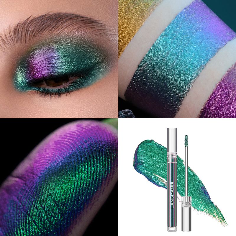 Paleta de sombras de ojos líquidas Chameleon Aurora Metallic Diamond Shiny Eyeshadow Palette pigmentada de larga duración Maquillaje cosmético_voghion.com