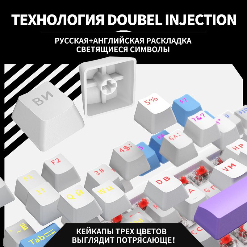 Russian K99 Wired Mechanical Keyboard Closed-mouth Characters Russian Hot-swappable Red Axis E-sports Game Russian Keyboard_voghion.com