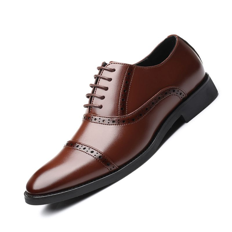 Chaussures de soirée décontractées en cuir imperméables à bout carré pour hommes_voghion.com
