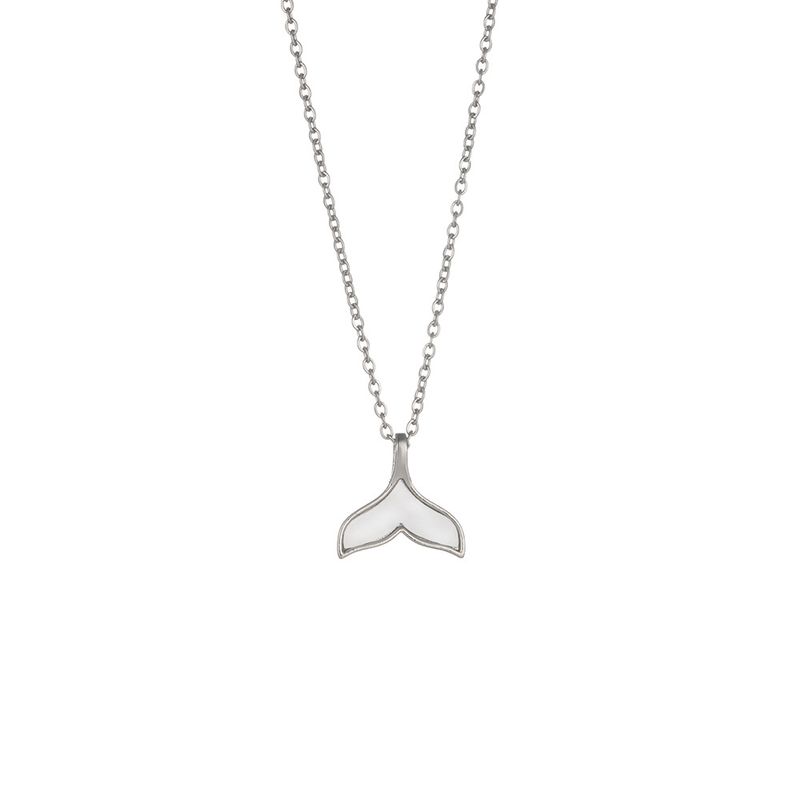 Ready Stock Trend Whale Tail Pendant Boho Sweater Necklace for Women Dolphin Fishtail Mermaid Sier Plated Collar Jewelry Accessories_voghion.com