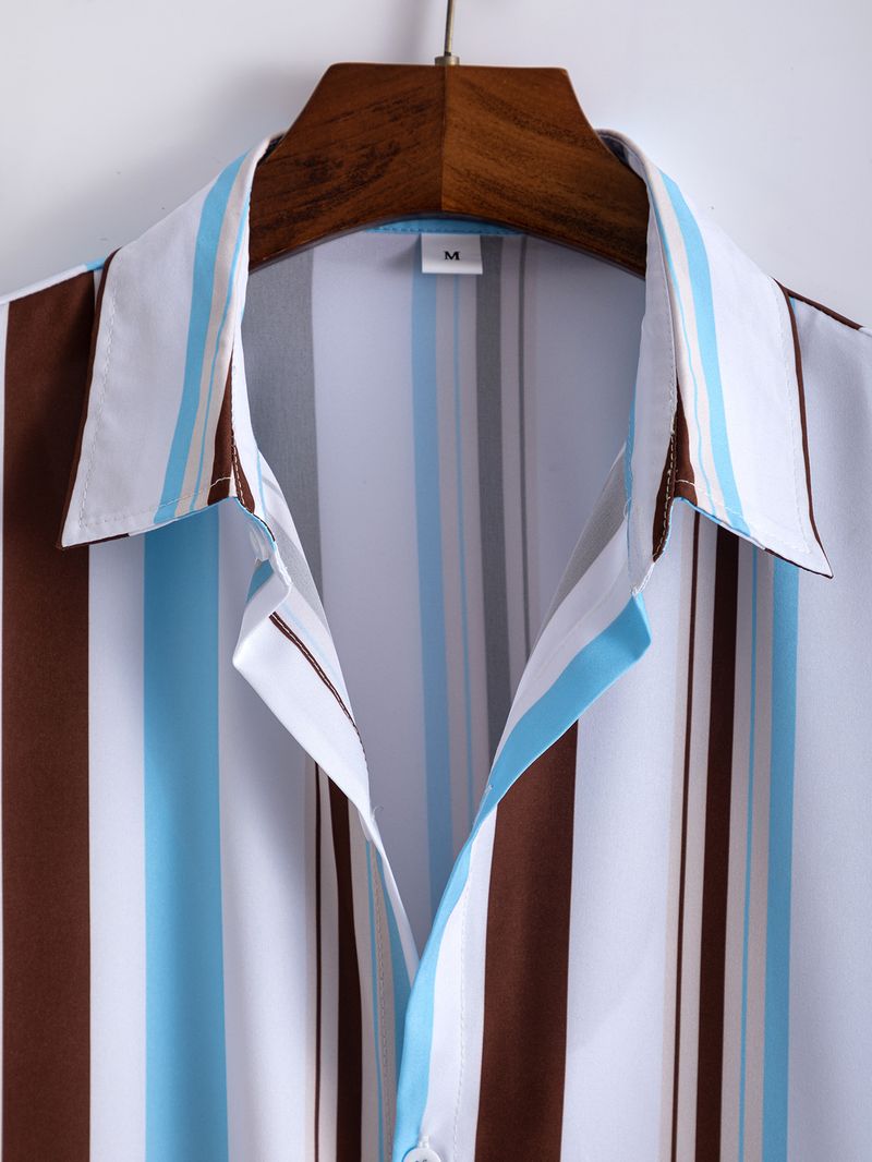 Men's Clothing Summer New Striped Shirt Men's Casual Shirt Short Sleeve Shopify_voghion.com