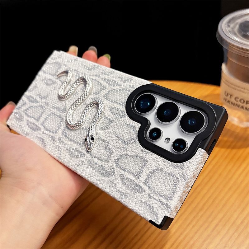 Fashion Pattern 3D Dia Snake Case For Samsung Galaxy S24 S25 Plus S22 S23 Ultra S25ultra Shockproof Leather Soft Cover_voghion.com