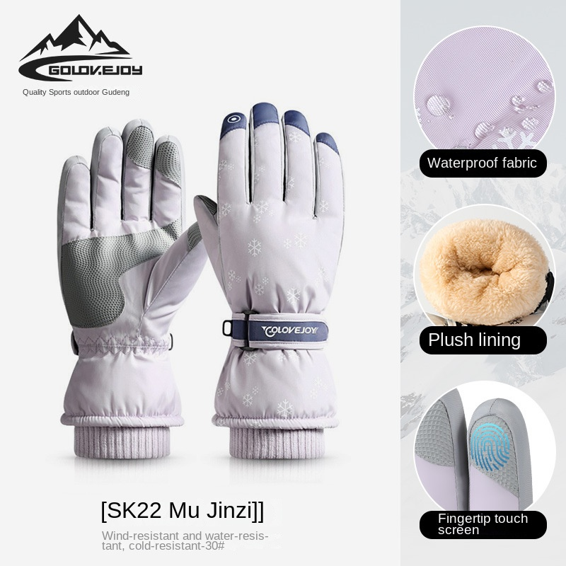Casual Trendy Winter Skiën Warme handschoenen Heren en dames Buitenrijden Touchscreen Gewatteerd Koud en winddicht Handschoenen voor elektrische auto's_voghion.com