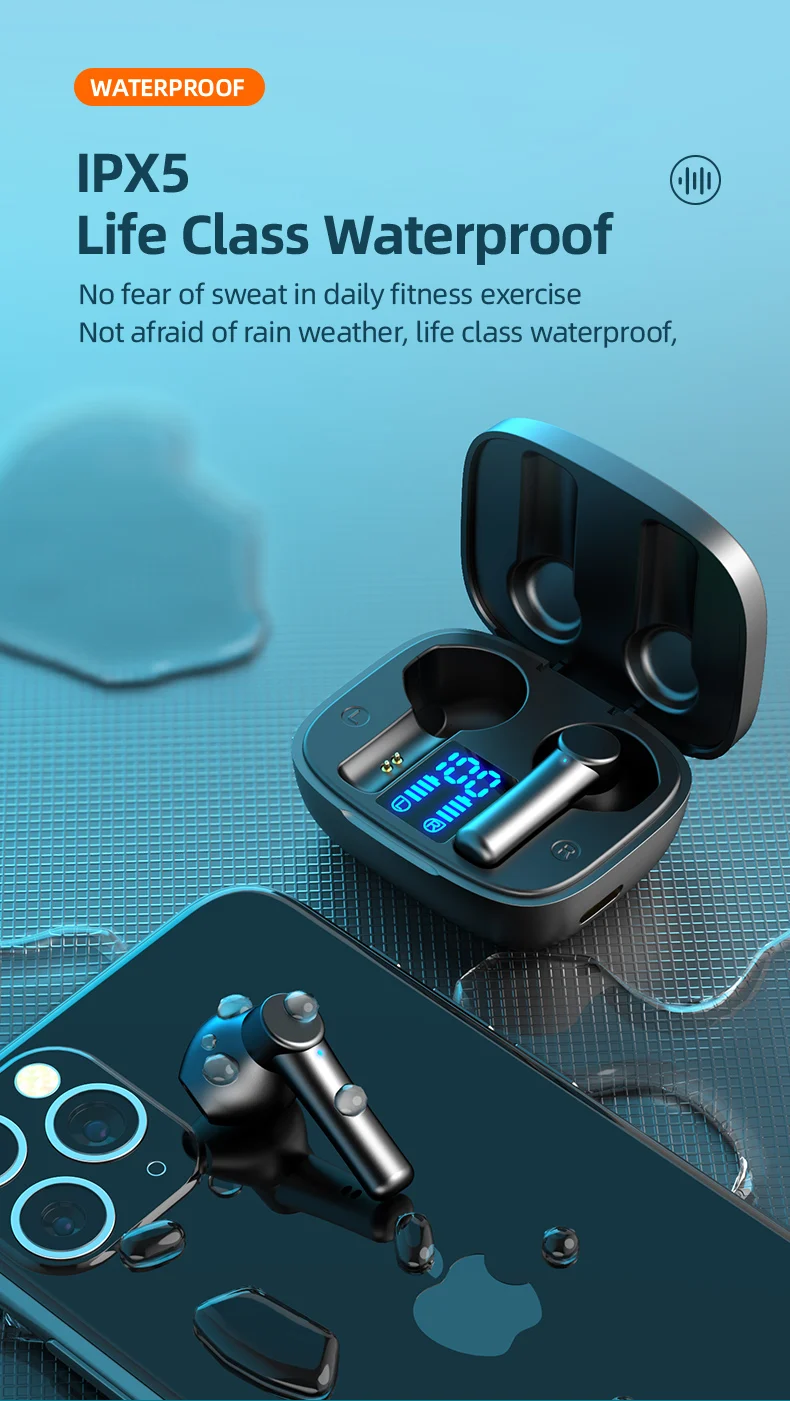 LB-8 TWS Surround Sound HiFi Bluetooth Headphones Wireless Earphone Sports Waterproof Gaming Earbuds Touch 9D Stereo Headsets_voghion.com