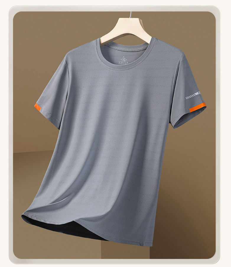 2024 Sommer Neue Eiskühlung Elastische Eisseide Kurzarm Casual All-Match-T-Shirt Herren Sport Tops Herrenbekleidung_voghion.com