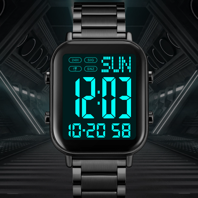 Watch Men's Trend Simple Youth Student Sports Waterproof Glow-in-the-dark Multi-functional Square Electronic Watch_voghion.com