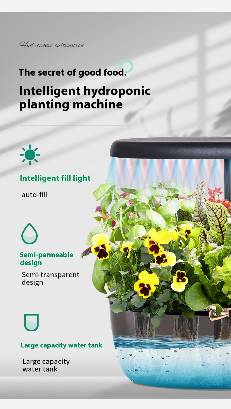 Macchina per piantagione idroponica intelligente, completamente automatica, per la coltivazione idroponica di ortaggi, senza suolo, per la piantagione di ortaggi, riempimento di luce_voghion.com