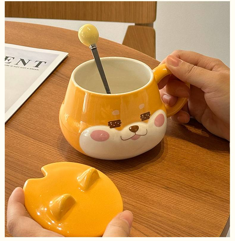 Ceramic Cup With Lid, High Value Ins Style, Home Couple Water Cup, Souvenir Gift Mug_voghion.com